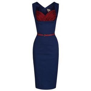 NWT Lindy Bop Navy/Maroon Wiggle Dress